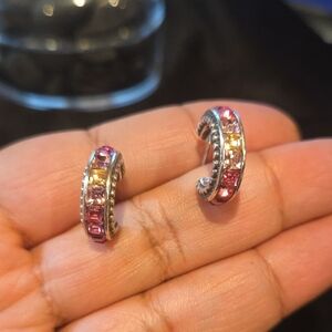 Brighton Silver Earrings with Pink and Yellow Accents